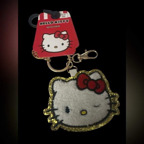 Sanrio Accessories - Sanrio Hello Kitty White and Red Glitter Outline Keychain